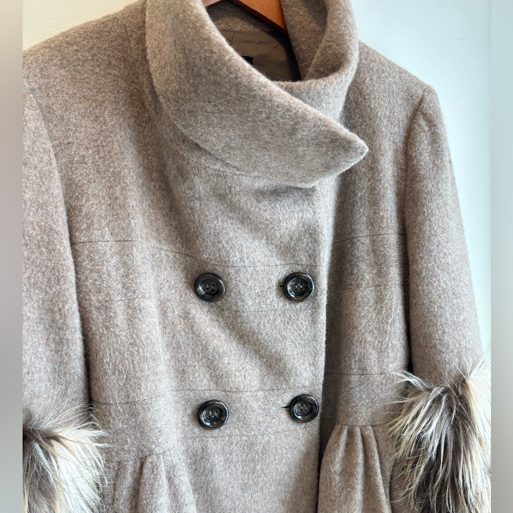 DREW for ANTHROPOLOGIE Wool blend jacket coat with faux fur sleeves size Small - Picture 6 of 12